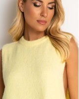 Αμάνικη πλεκτή μπλούζα με δέσιμο στο πλάι κίτρινο