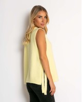 Αμάνικη πλεκτή μπλούζα με δέσιμο στο πλάι κίτρινο