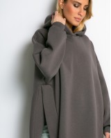 Μπλούζα φούτερ χνούδι μακρυμάνικη oversized με άνοιγμα στο πλάι πούρο