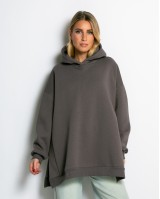 Μπλούζα φούτερ χνούδι μακρυμάνικη oversized με άνοιγμα στο πλάι πούρο