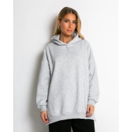 Μπλούζα φούτερ χνούδι μακρυμάνικη oversized με άνοιγμα στο πλάι γκρι μελανζέ