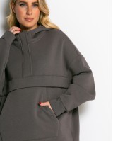 Μπλούζα φούτερ χνούδι oversized με τσέπη και κουκούλα πούρο