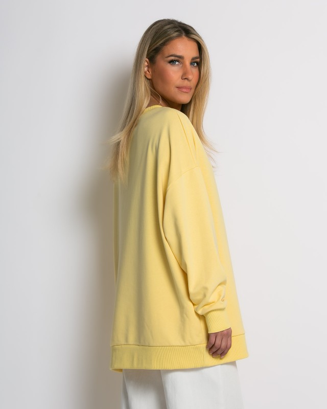 Μπλούζα φούτερ αχνούδιαστο oversized κίτρινο