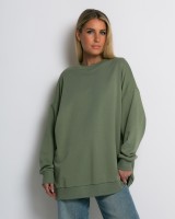 Μπλούζα φούτερ αχνούδιαστο oversized χακί
