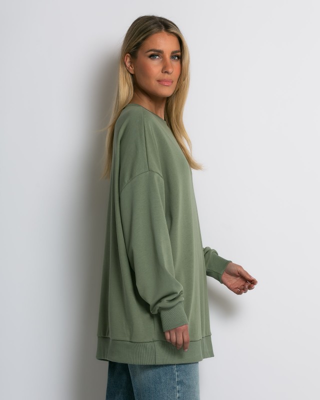 Μπλούζα φούτερ αχνούδιαστο oversized χακί