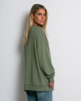 Μπλούζα φούτερ αχνούδιαστο oversized χακί