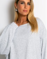 Μπλούζα φούτερ αχνούδιαστο oversized γκρι μελανζέ