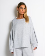 Μπλούζα φούτερ αχνούδιαστο oversized γκρι μελανζέ
