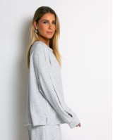 Μπλούζα φούτερ αχνούδιαστο oversized γκρι μελανζέ