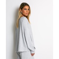 Μπλούζα φούτερ αχνούδιαστο oversized γκρι μελανζέ