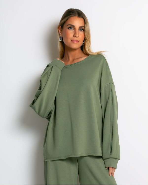 Μπλούζα φούτερ αχνούδιαστο oversized γκρι μελανζέ