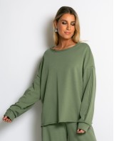 Μπλούζα φούτερ αχνούδιαστο oversized χακί