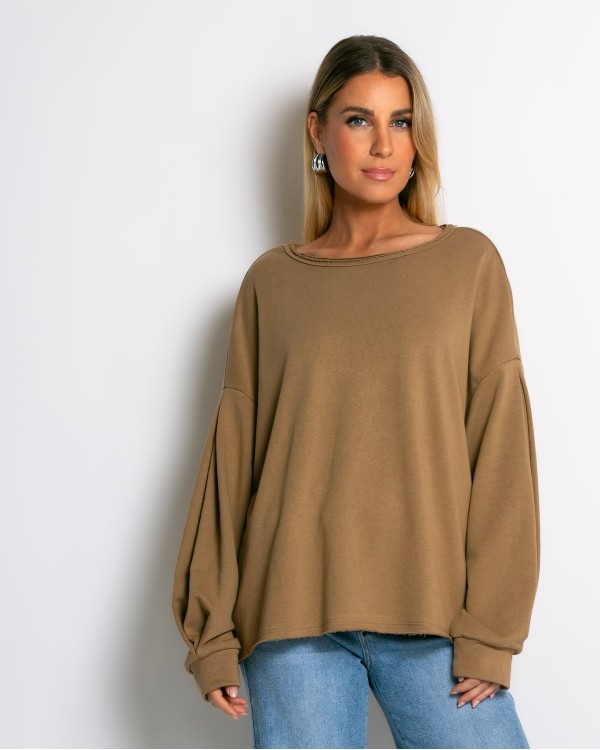 Μπλούζα φούτερ αχνούδιαστο oversized γκρι μελανζέ