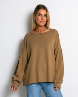 Μπλούζα φούτερ αχνούδιαστο oversized sand