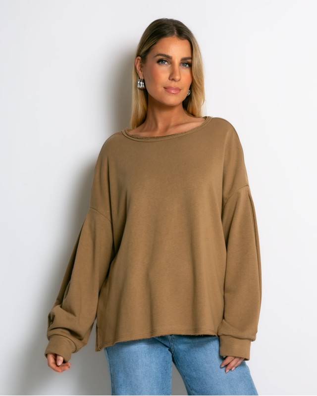 Μπλούζα φούτερ αχνούδιαστο oversized sand