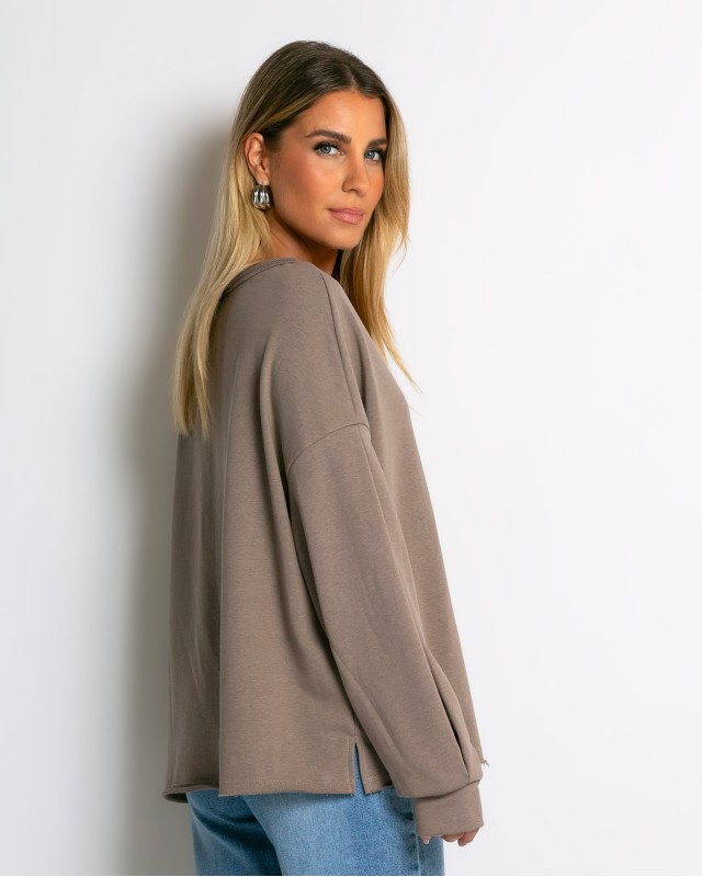 Μπλούζα φούτερ αχνούδιαστο oversized πούρο