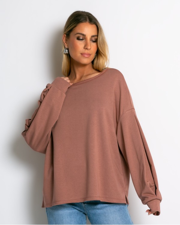 Μπλούζα φούτερ αχνούδιαστο oversized γκρι μελανζέ