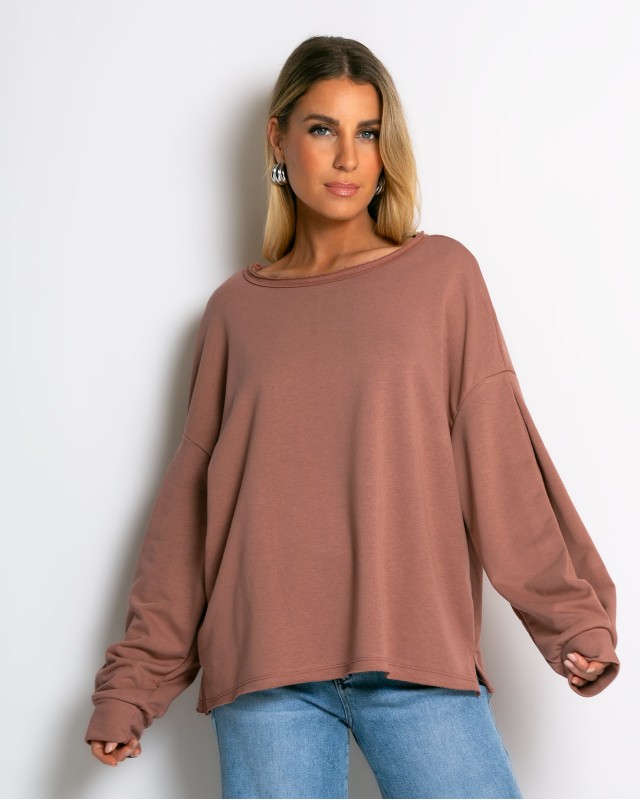 Μπλούζα φούτερ αχνούδιαστο oversized σάπιο μήλο