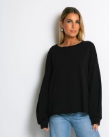 Μπλούζα φούτερ αχνούδιαστο oversized μαύρο