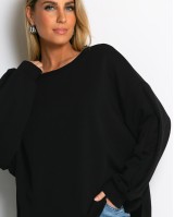 Μπλούζα φούτερ αχνούδιαστο oversized μαύρο
