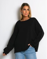 Μπλούζα φούτερ αχνούδιαστο oversized μαύρο