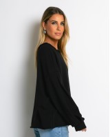 Μπλούζα φούτερ αχνούδιαστο oversized μαύρο