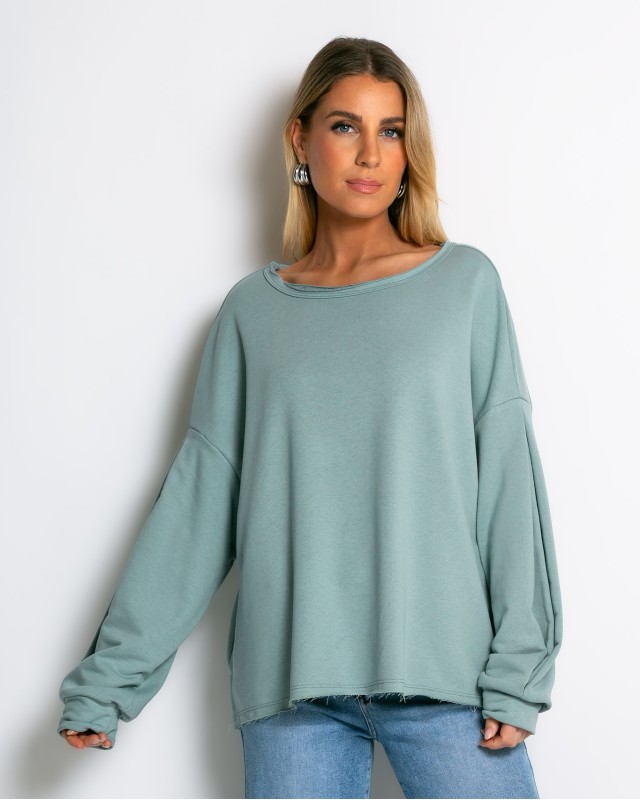 Μπλούζα φούτερ αχνούδιαστο oversized σιέλ