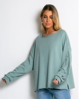Μπλούζα φούτερ αχνούδιαστο oversized σιέλ