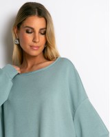 Μπλούζα φούτερ αχνούδιαστο oversized σιέλ