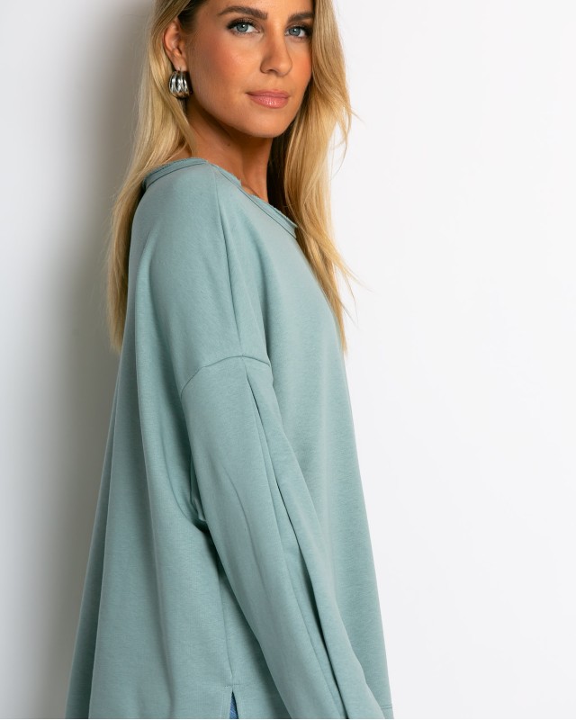 Μπλούζα φούτερ αχνούδιαστο oversized σιέλ