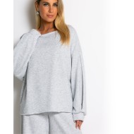 Μπλούζα φούτερ αχνούδιαστο oversized γκρι μελανζέ