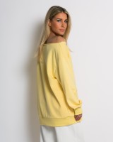 Μπλούζα φούτερ αχνούδιαστο oversized με ανοιχτή λαιμόκοψη κίτρινο