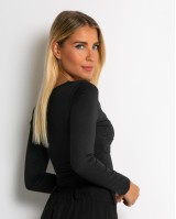 Κορμάκι μακρυμάνικο με λεπτομέρεια στο V μαύρο