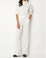 Σετ πλεκτό ριπ ζιβαγκό - παντελόνα εκρού