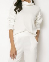 Σετ πλεκτό ριπ ζιβαγκό - παντελόνα εκρού