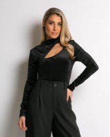 Κορμάκι βελουτέ με άνοιγμα μαύρο