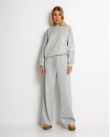 Σετ φόρμας μπλούζα με διακριτική στάμπα και παντελόνι γκρι μελανζέ