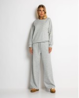 Σετ φόρμας μπλούζα με διακριτική στάμπα και παντελόνι γκρι μελανζέ