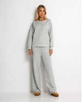 Σετ φόρμας μπλούζα με διακριτική στάμπα και παντελόνι γκρι μελανζέ