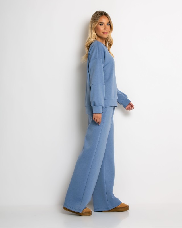 Σετ φόρμας μπλούζα με διακριτική στάμπα και παντελόνι γαλάζιο