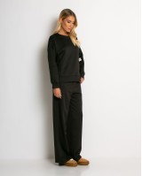 Σετ φόρμας μπλούζα με διακριτική στάμπα και παντελόνι μαύρο