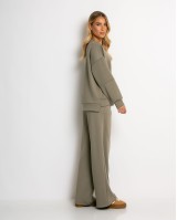 Σετ φόρμας μπλούζα με διακριτική στάμπα και παντελόνι χακί