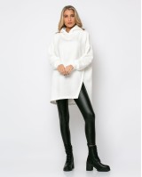 Φούτερ κουκούλα με άνοιγμα στο πλάι εκρού