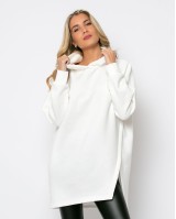 Φούτερ κουκούλα με άνοιγμα στο πλάι εκρού