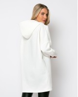 Φούτερ κουκούλα με άνοιγμα στο πλάι εκρού