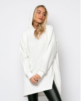 Φούτερ κουκούλα με άνοιγμα στο πλάι εκρού