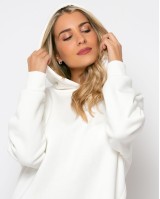 Φούτερ κουκούλα με άνοιγμα στο πλάι εκρού