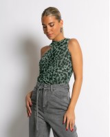 Κορμάκι με τούλι animal print χακί Κορμάκι με τούλι animal print χακί