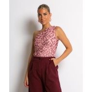 Κορμάκι με τούλι animal print ροζ
