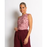 Κορμάκι με τούλι animal print ροζ